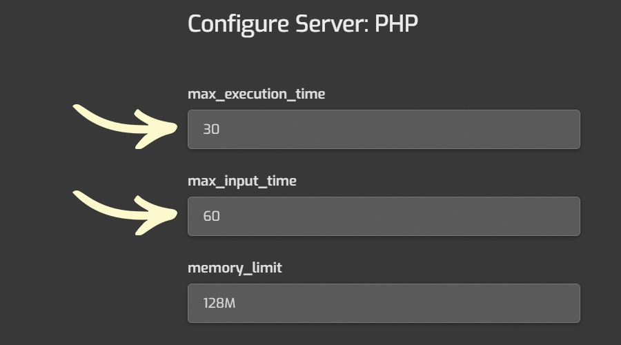 Hestia PHP Settings - Execution And Input Time