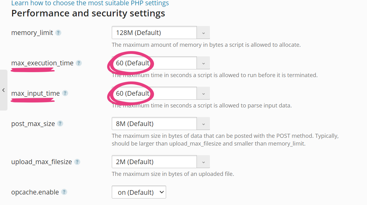 Plesk Performance and Security Settings