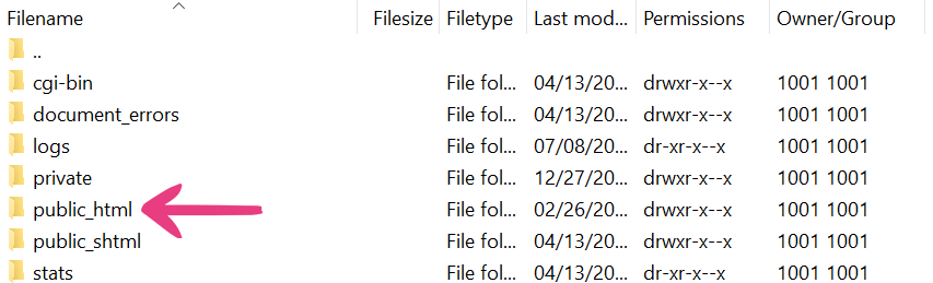 FileZilla public_html Folder