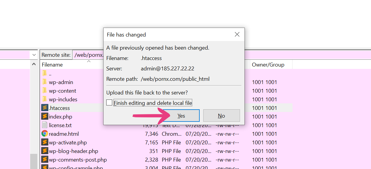 FileZilla Upload File to Server