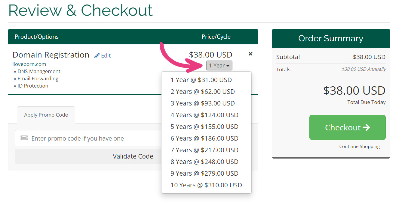 How To Order A New Domain - 07 Choose A Registration Period