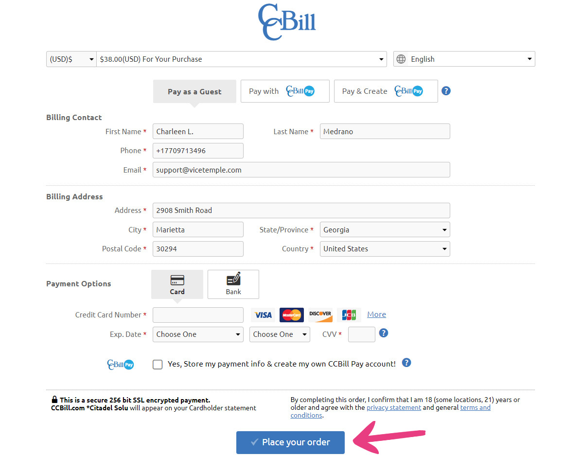 How To Order A New Domain - 15 Checkout CCBill Meta
