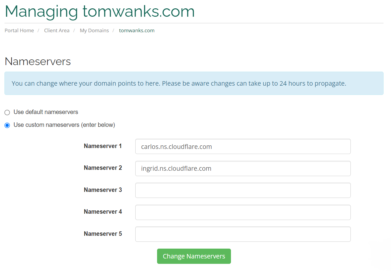 How To Set Up CloudFlare - 13 Vicetemple Nameservers Filled