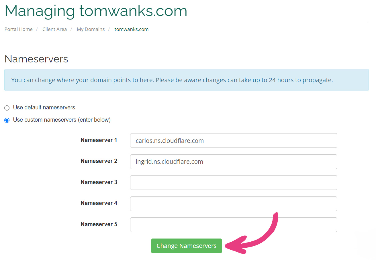 How To Set Up CloudFlare - 14 Vicetemple Nameservers Confirm