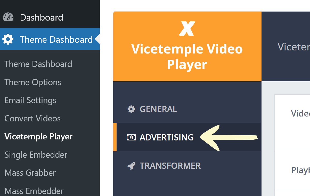Vicetemple Player - 16 Advertising Tab