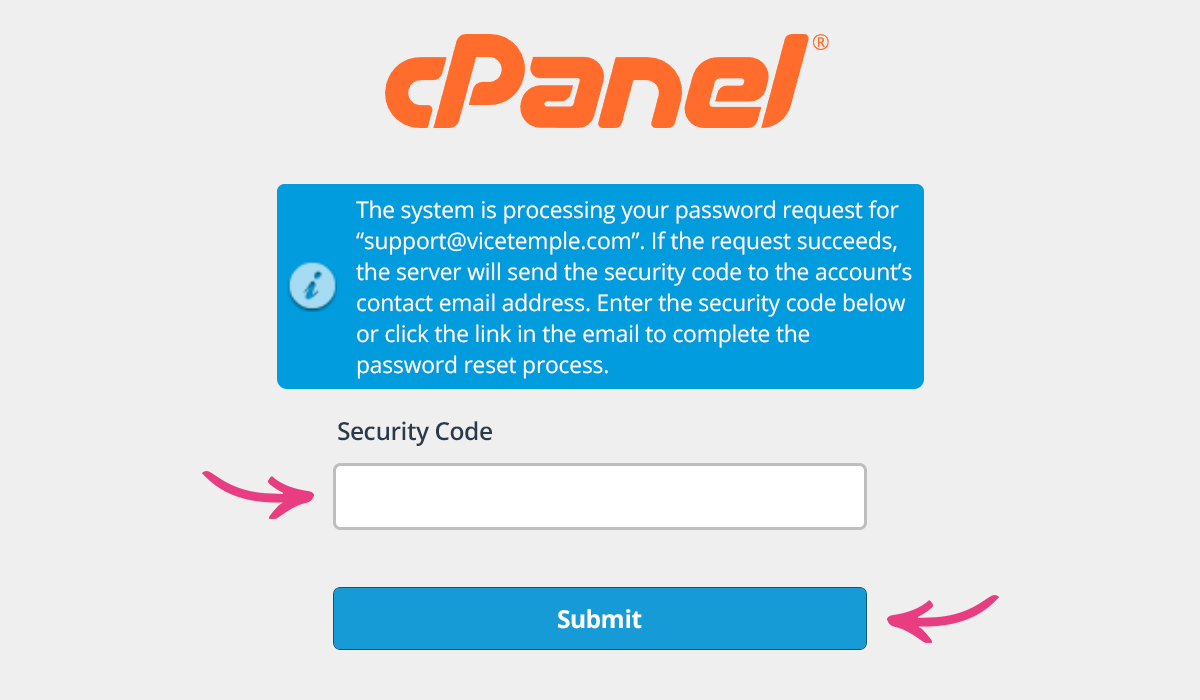 cPanel Credentials - 13 cPanel Security Code