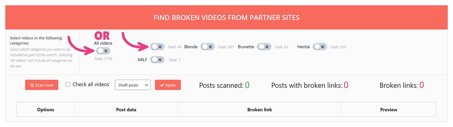 Broken Video Finder - 07 Choose Video Category