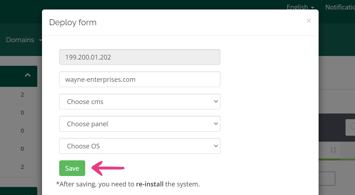 Reset Server - 04 Deploy Form