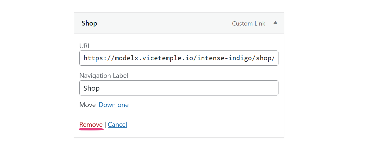 ModelX Remove Link