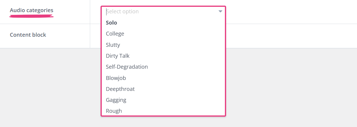 ModelX Add Audio Product - Audio Categories