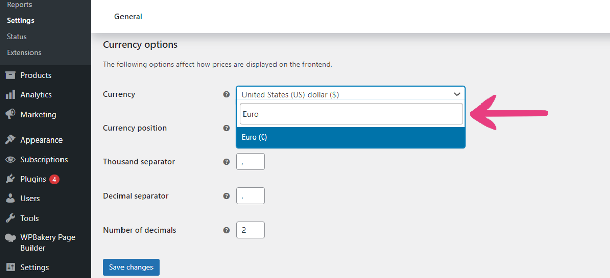How To Change The Default Currency - 04 Currency Dropdown New Currency
