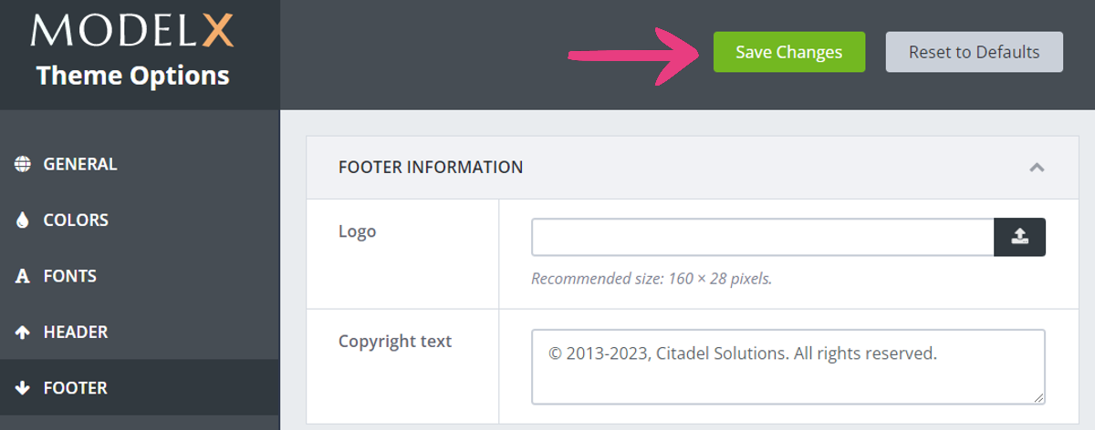 How To Edit The Footer Copyright Text - 02 Save Copy