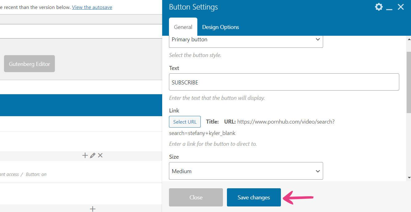 TeaseX Button - Save Changes