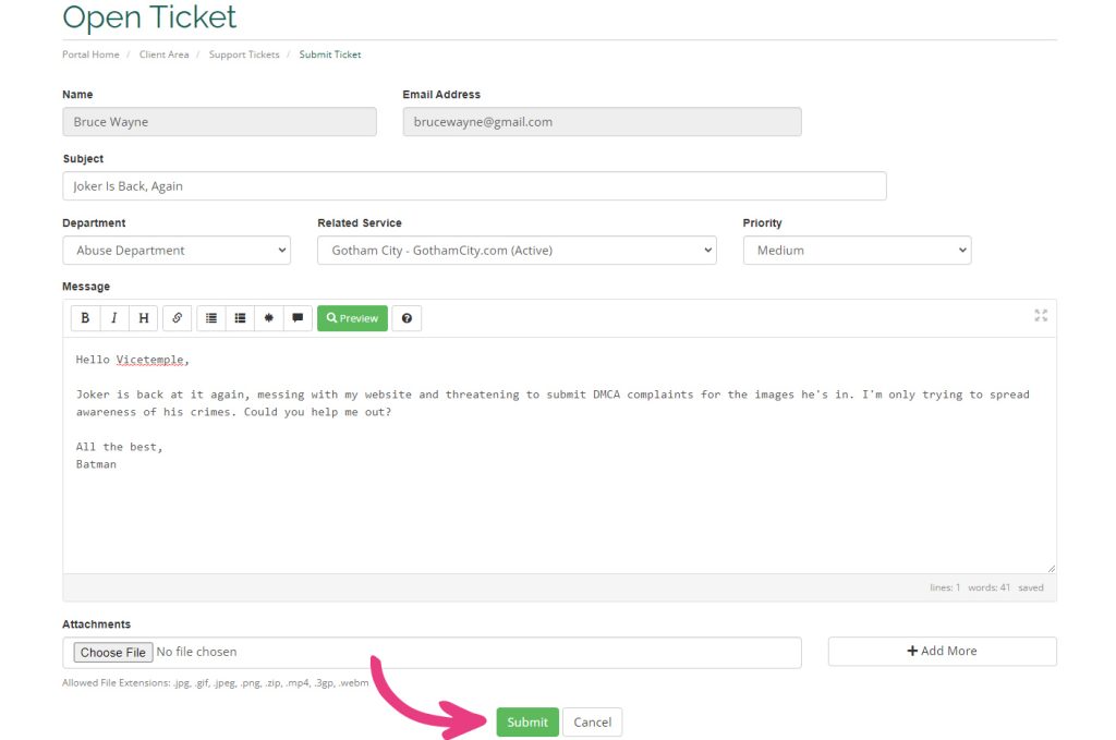 How To Open A Support Ticket | Vicetemple